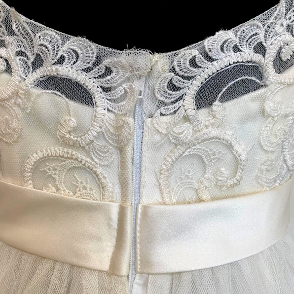 David’s Bridal Tulle Wedding Dress with Lace Illusion Neckline - Picture 8 of 14